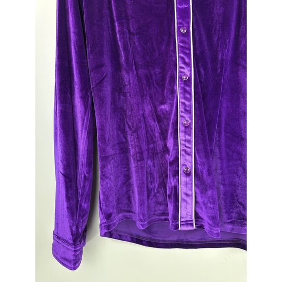 Ranch Dressn Velvet Western Shirt Purple Pearl Snap Rodeo Country Cowgirl XL - Picture 5 of 12